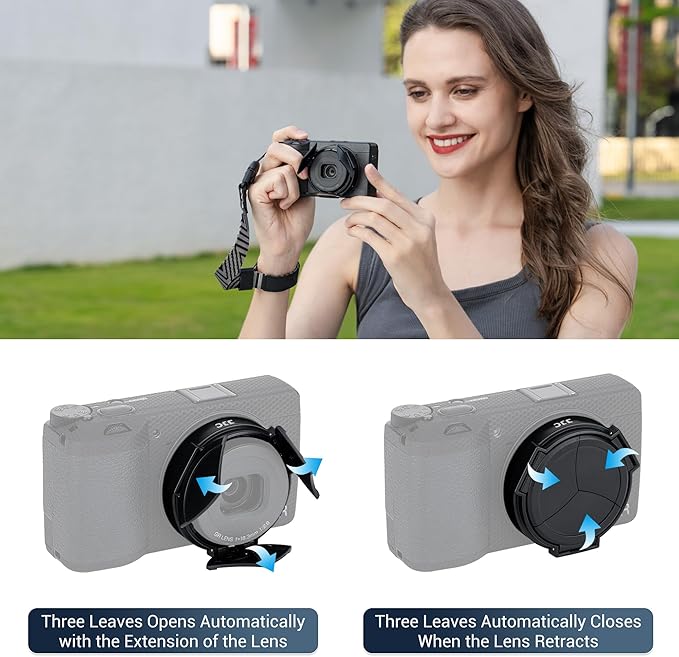 JJC Auto Open and Close Lens Cap Cover for Ricoh GR IV GRIV GR4 HDF Monochrome Digital Camera, Dustproof and Anti-Scratch Lens Protector with No Vignetting, Accessories for Ricoh GR 4 - Image 3