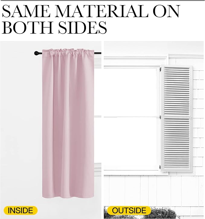 NICETOWN Bedroom Draperies Blackout Curtain Panels - (Lavender Pink/Baby Pink Color) 52 x 63 inches, Set of 2 Panels, Solid Room Darkening Blackout Drapes for Living Room - Image 7