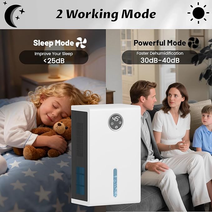 Dehumidifier for Home for Bedroom with 1000 sq.ft 120 OZ Water Tank,Dehumidifiers for Bathroom Basement with Remote Control,Auto Shut Off,Touchscreen,7 Colors LED Light - Image 4