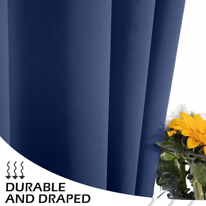 MYSKY HOME Sliding Door Curtains for Living Room, Grommet Blackout Curtain for Bedroom, Patio Thick Vertical Blinds Privacy Thermal Insulated Room Divider Curtains, 1 Panel, 100 x 84 Inch, Navy - Image 7