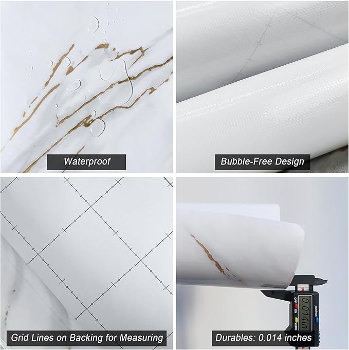 48"x196.8" Extra Wide White Marble Contact Paper Stick and Peel Wallpaper PVC Marble Sheet Removable Waterproof Marble Vinyl Wrap for Countertops Walls Elegant Wallpaper Apartment Friendly - Image 6
