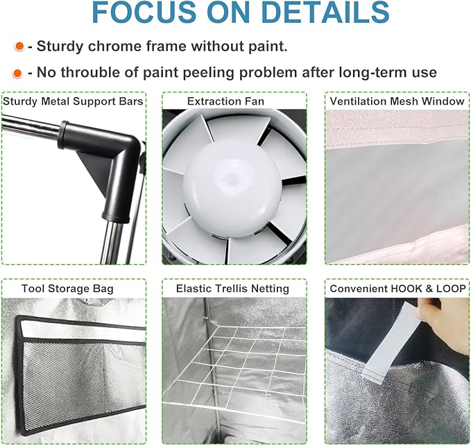 48"x48"x83" Grow Tent Kit, Indoor Grow Tent Complete System High Reflective Mylar Growing Tent +Upgraded LED Grow Light Combo,Hydroponics Indoor Plant Growing Tent + Carbon Filter - Image 5