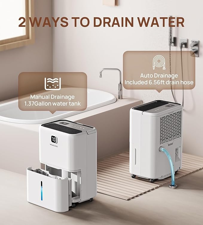 80 Pint Dehumidifier for Basement & Home up to 5500 sq.ft, Smart Humidity Control, Auto Defrost, Quiet Sleep Mode, Drain Hose Included, 3 Modes & 24H Timer - Image 4