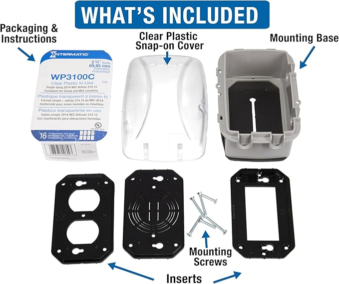 Intermatic WP3100C Weatherproof Electrical Outlet Cover - Extreme Temperature Resistance, Heavy-Duty Construction, Versatile Design & Multi-Configurable, Easy Install, Secure Fit for Outdoor in-Use - Image 6