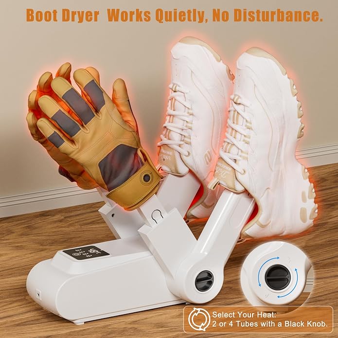 Boot Shoe Dryer - 3-4 Heat Settings, 360° Rapid Drying, Auto Shut-Off & Timer for Sneakers, Work Boots, Gloves - Image 2