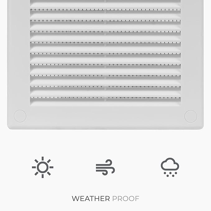 6" x 6" (Outer Size) Square Air Vent Cover – White Plastic Vent Deflector - Screen Mesh, Surface Mount Wall Ceiling – Cold Air Return Soffit Air Vent Cover - Register Indoor Outdoor - Image 6
