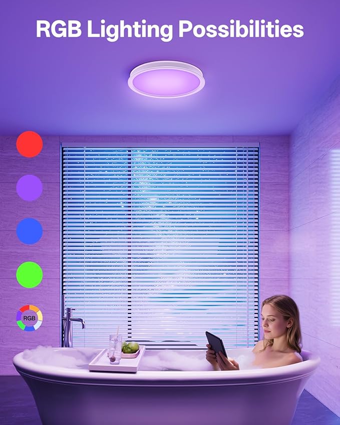 Bathroom Exhaust Fan with RGB Lights, 110CFM/1.0 Sones Vent Fan with 3 Color Temperatures, 5 Adjustable Brightness, Easy to Install, Remote Control, Quiet Ventilation Fan for Bath, Shower, Attic - Image 3