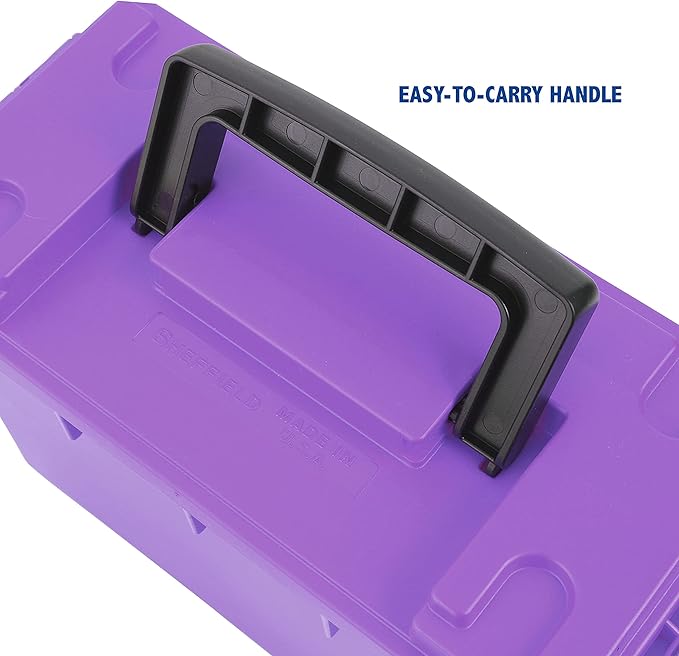 Sheffield 12632 Ammo Storage Box, Stackable .30 Cal Field Boxes, Water and Dust Resistant, Lockable Storage Box with Handle, Secures Hunting Gear, Supplies, and Bullets, Made in USA, Purple, 1-Pack - Image 7