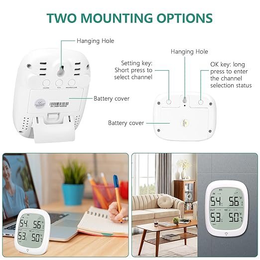 Indoor Outdoor Thermometer Wireless, Outside Digital Thermometer Humidity with IP66 Waterproof Sensor, LCD Backlight, Max/Min Trend, Wireless Humidity Gauge for Home Room Greenhouse,Patio - Image 7