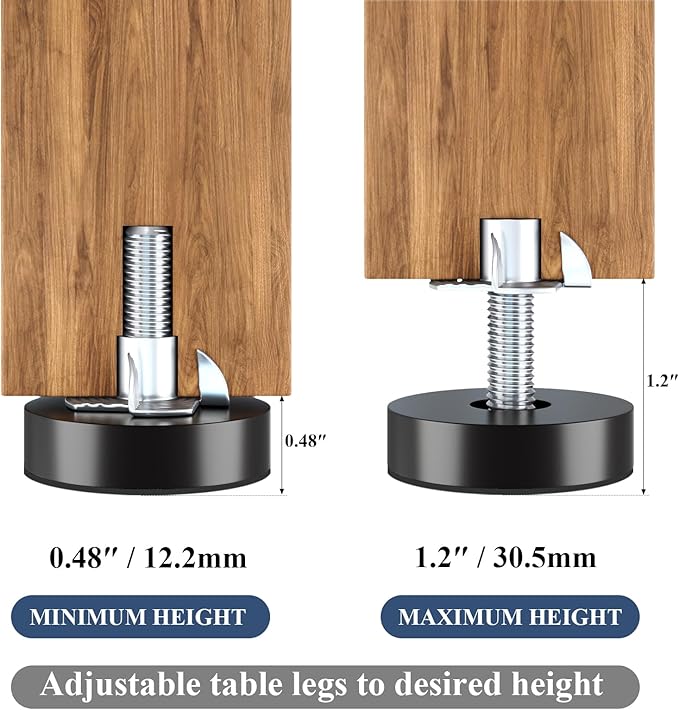 Adjustable Leveling Feet: 24pcs, M6 T-Nuts & Floor Protectors, Heavy Duty Furniture Levelers for Cabinets,Sofa,Tables,Chairs on Hardwood/Tile/Carpet - Image 9