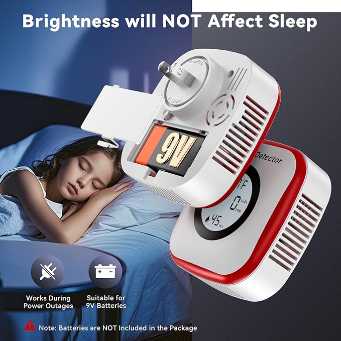 Carbon Monoxide Detectors & Gas Leak Detector, Carbon Monoxide Detectors Plug in & Battery Backup with Temperature Humidity Sensor Built-in, Natural Gas Detector Sound & Light Warning for Home - Image 5