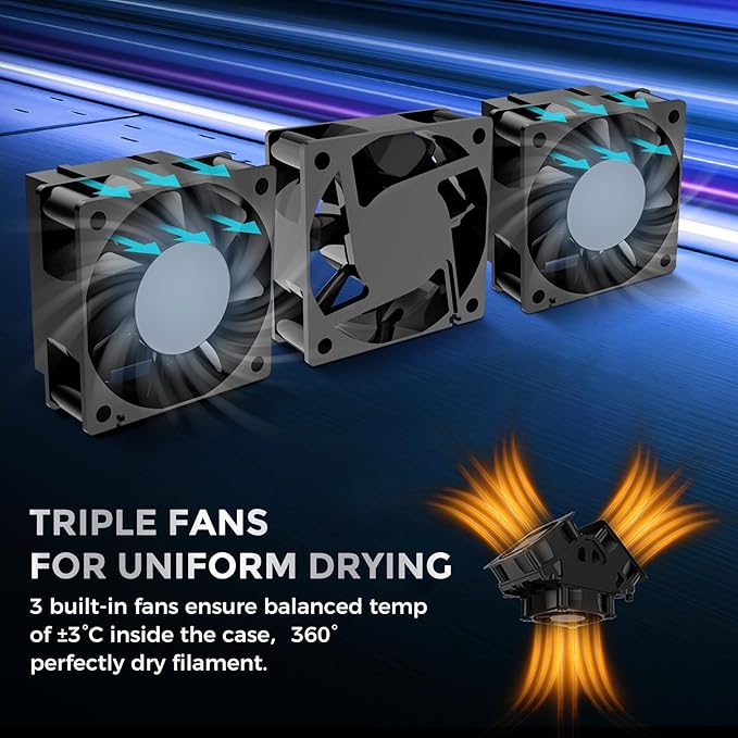 SUNLU Official Filament Dryer S4, 4-Spool Filament Storage Box with Auto Humidity Control, 350W PTC Fast Heating, 70℃ Max Temperature for 3D Printer Filament, S4 Black - Image 6