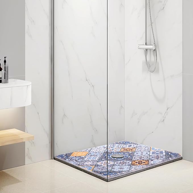 HOMBYS Square Shower Mat Non Slip 27x27 in,Shower Mat with Drain Hole in Middle,Shower Floor Mats for Inside Shower,PVC Loofah Shower Stall Mat,Secure in Shower Mat,Boho Bath Mats for Shower - Image 7