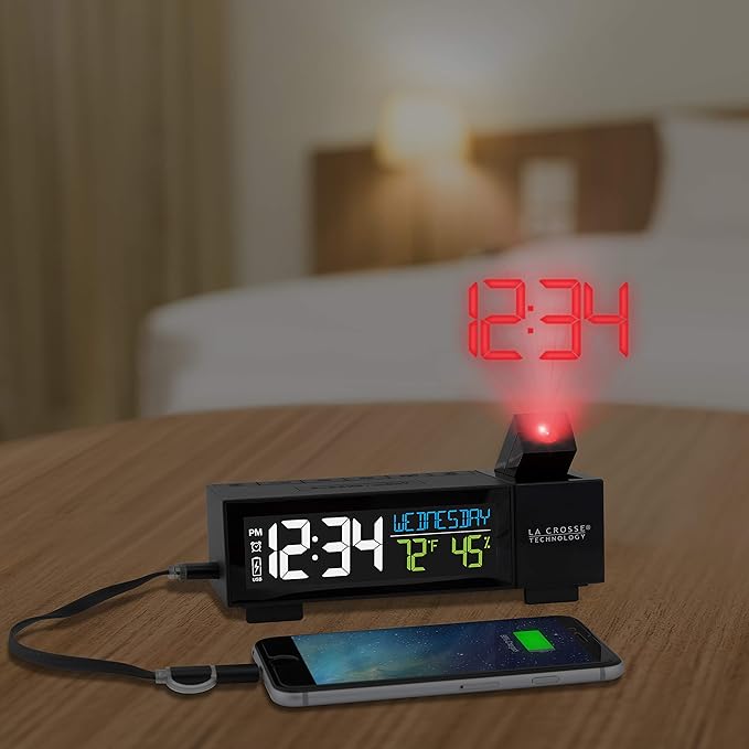 La Crosse Technology 616-1950-INT Pop-Up Bar Projection Alarm Clock with USB Charging Port - Image 6