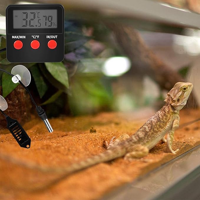 iPower 8"x12" Reptile Under Tank Heating Pad Heat Mat Terrarium Heater Warmer, Digital Thermometer and Hygrometer with Temperature and Humidity Probe for Amphibian Pet and Small Animals - Image 12