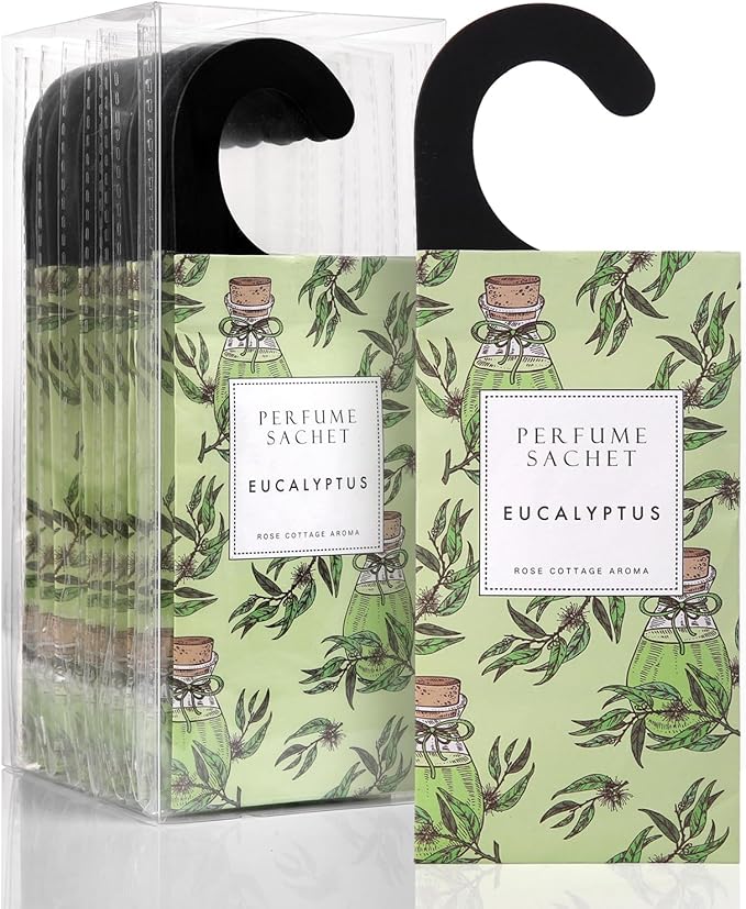 ROSE COTTAGE Large 12 Packs Eucalyptus Hanging Closet Deodorizer Air Freshener Long Lasting Scented Sachets Smell Goods for House by ROSECOTTAGE