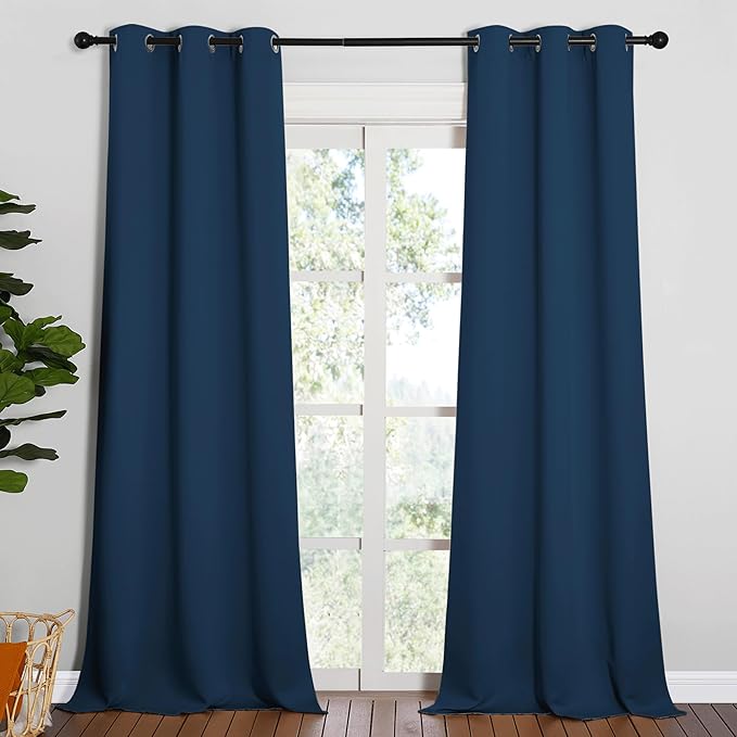 NICETOWN Patio Blackout Curtains - Glass Door Drapes, Privacy Panel for Bedroom, Living & Dining Room (Moroccan Blue, 42 x 95 Inches, 1 Pair) by NICETOWN