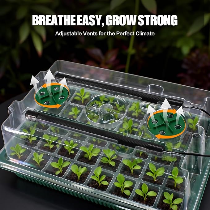 joyhalo Seed Starter Tray with Grow Light, 2 Pack 80 Cells, Thicken Plant Starter Kit with Humidity Dome, Adjustable Brightness Germination Kit, Indoor Gardening Plant Trays for Seeds Growing - Image 3