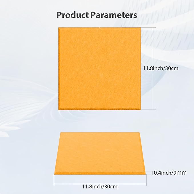 12 Pack Acoustic Panels Self Adhesive Sound Proof Foam, High Density Sound Acoustic Panel, 12X12X0.4 Inch Square Panels in Home, Office, Reccording Room, Studio,and more(Orange) - Image 6