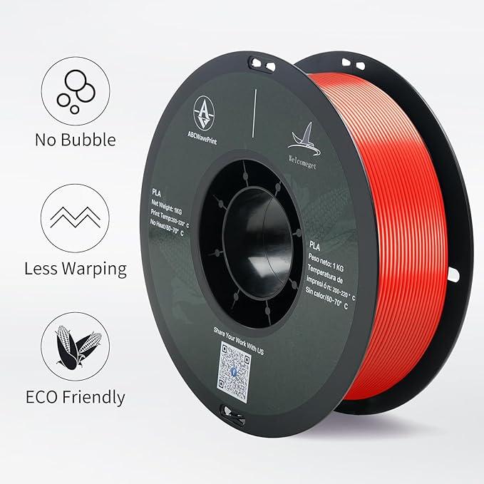 PLA 3D Printer Filament, Dimensional Accuracy +/- 0.02 mm, 1 kg Spool(2.2lbs), 1.75 mm，Red - Image 3
