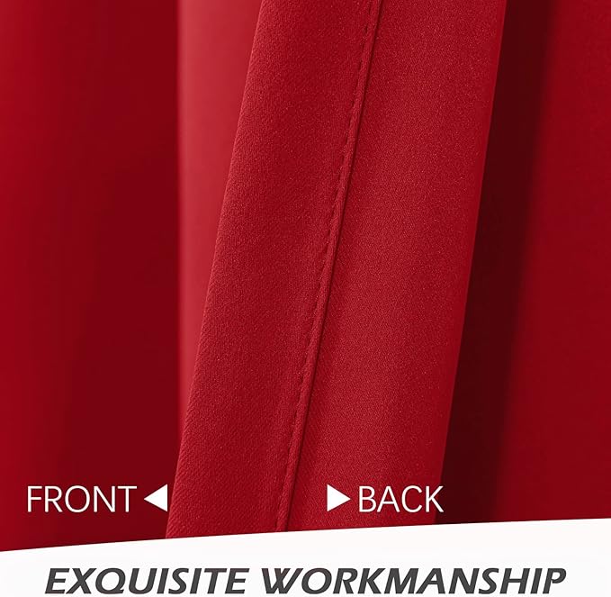 MYSKY HOME Red Blackout Curtains for Bedroom, Grommet Room Darkening Curtain, 54 Inch Long Curtains for Small Windows Thermal Insulated Curtain for Christmas, 1 Curtain Panel, 42 x 54 Inch, Red - Image 4