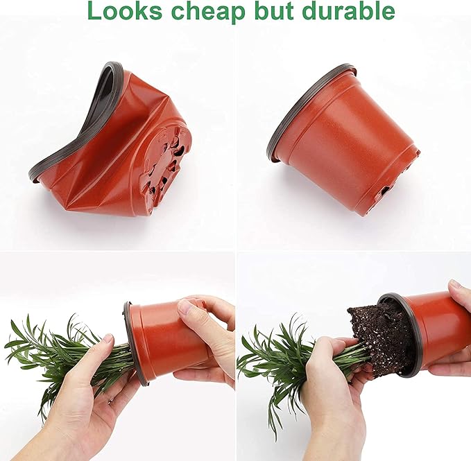 MIXC Plant Nursery Pots with Humidity Dome 4" Soft Transparent Plastic Gardening Pot Planting Containers Cups Planter Small Starter Seed Starting Trays for Seedling with 10pcs Plant Labels，30 Sets - Image 2