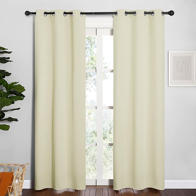 NICETOWN Blackout Curtains for Bedroom, Thermal Insulated Curtains & Drapes with Grommet Top for Living Room, Privacy Window Treatment Draperies (Beige, 34 W by 84 L, Set of 2) by NICETOWN