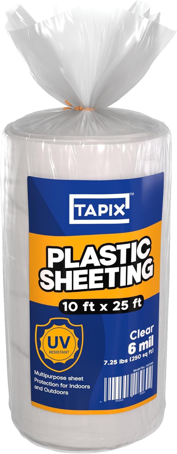 Plastic Sheeting (10' x 25') Long, 6 Mil - UV Protection Poly Sheeting Polyethylene Film, Heavy Duty Greenhouse Plastic Sheeting by Tapix