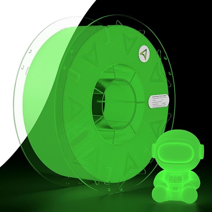 Creality 3D Luminous PLA Printer Filament, 1.75mm Glow in The Dark Shiny Firefly Green PLA Filament for 3D Printing, Best with UV Lamps, 1kg Spool (2.2lbs), Green by Creality