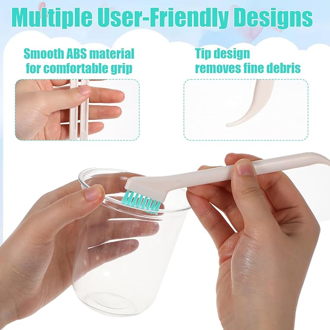 8 Pcs Small Cleaning Brushes for Tight Spaces, Multi-Purpose Tiny Cleaning Brush Crevice Tiny Cleanings Brush Set for Door Window Track Faucet Tight Spaces - Image 3