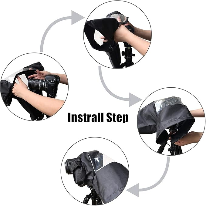WANBY Waterproof Camera Rain Cover Professional Soft Black Camera Rain Covers for All DSLR SLR Cameras - Image 4