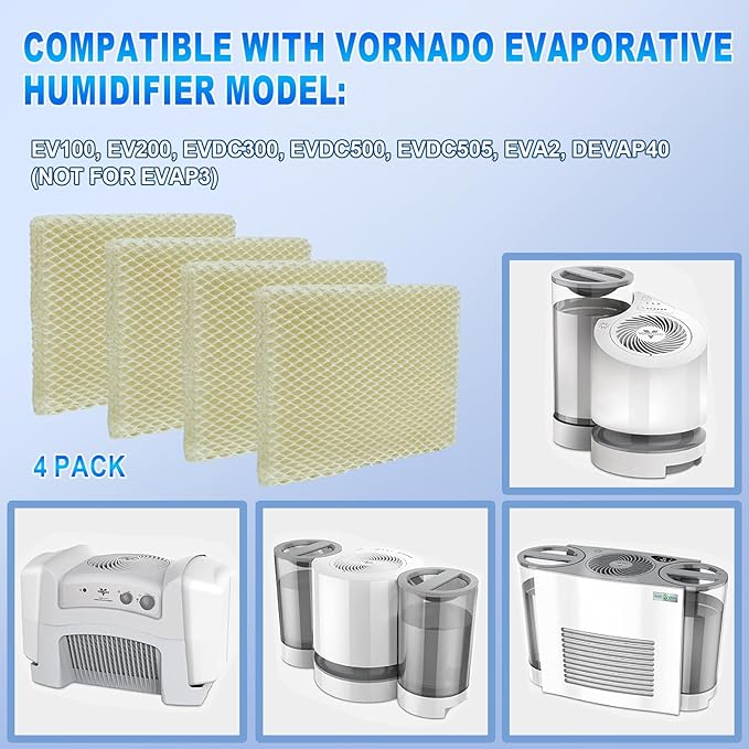 LIYYOO MD1-0034 Humidifier Filters, Replacement Humidifier Wick Compatible with Vornado EVAP2, EVAP40, EV100, EV200, EVDC300, EVDC500, EVDC505 Evaporative Humidifiers (4-Pack) - Image 3