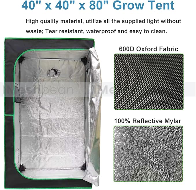 40"x40"x80" Grow Tent Kit,Complete System High Reflective Mylar Indoor Grow Tent +Full Spectrum LED Grow Light Combo Hydroponics Indoor Plant Growing Tent + Carbon Filter - Image 2