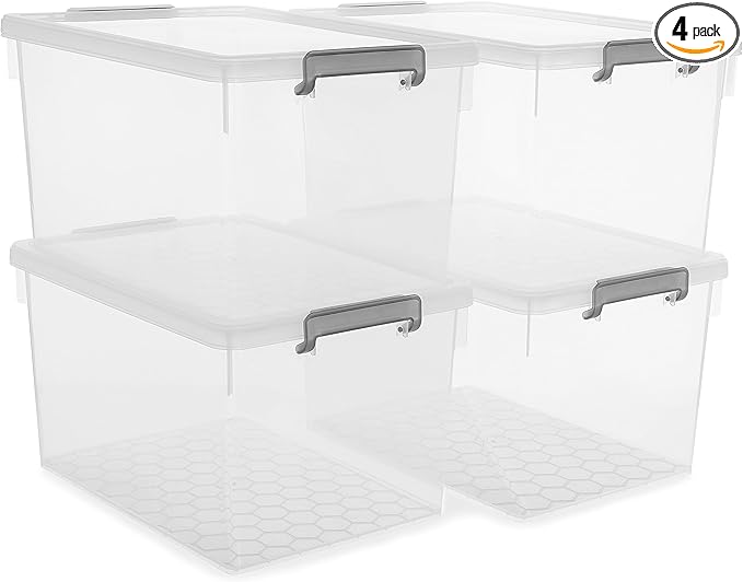 Citylife 48 Qt. Plastic Storage Bins with Lids Large Stackable Storage Containers for Organizing Clear Durable Storage Box, 4 Pack by Unknown