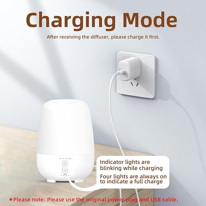 150ML Rechargeable Battery Operated Essential Oil Diffuser,7-Hour Runtime with 7 LED Color Changing Lights Portable Cordless Aromatherapy Diffuser - Image 3