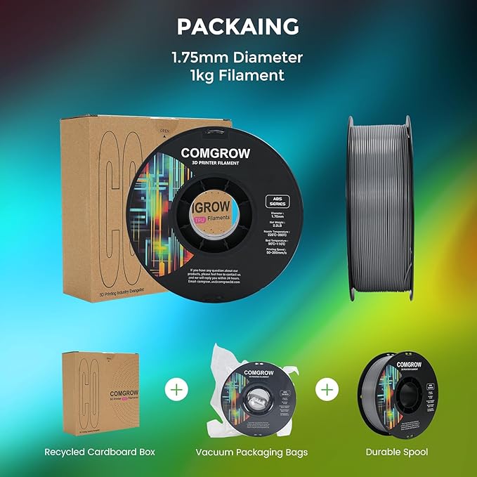Comgrow ABS 3D Printer Filament, 1.75mm, Heat Resistant, 1kg, Strong and Durable, Dimensional Accuracy +/- 0.02mm - Image 5