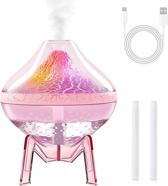 Humidifiers for Bedroom Cool Mist Ultrasonic Small Humidifier with Humidity Sensor Auto Shut Off LED Colorful Gradient Light Mini Humidifier For Plants,Bedroom,Baby Room,Office, Home（Pink) by HEEYCEMUS