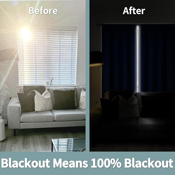 BGment Blackout Curtains for Bedroom 54 Inch Length, Short Thermal Insulated Full Room Darkening Small Window Curtains, Each Window Curtains 2 Panels, 52 x 54 Inch, Royal Blue - Image 3