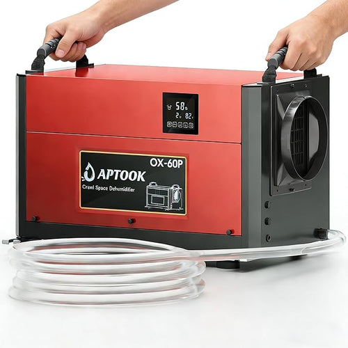 110 Pints Commercial Dehumidifier with Drain Hose, Crawl Space Dehumidifier for Water Damage Restoration, Flood Repair, Crawlspace and Basement, Red by APTOOK