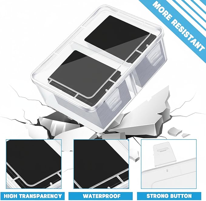 Vicenpal 300 Card Storage Box Compatible with Mtg TCG Clear Plastic Trading Card Storage Box with Removable Divider Hard Trading Deck Case for Baseball Football Game Organizer Collector(4 Pcs) - Image 3