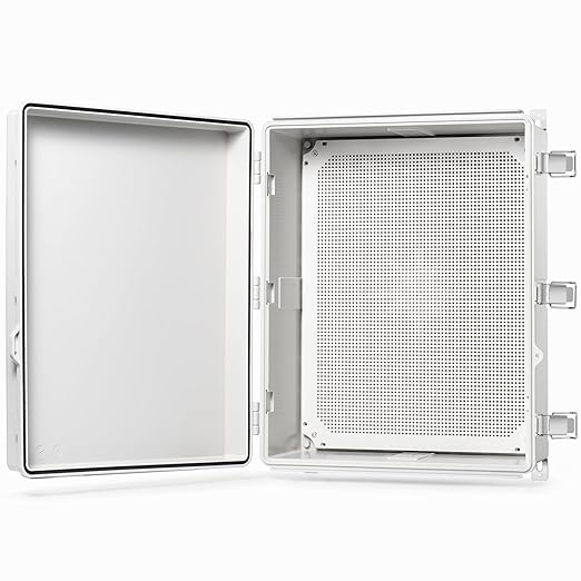 QILIPSU Waterproof Junction Box IP67 Outdoor Plastic Electrical Project Enclosure Weatherproof with Mounting Plate, Wall Brackets, Hinged Grey Cover 20"x16.1"x7.9" by QILIPSU