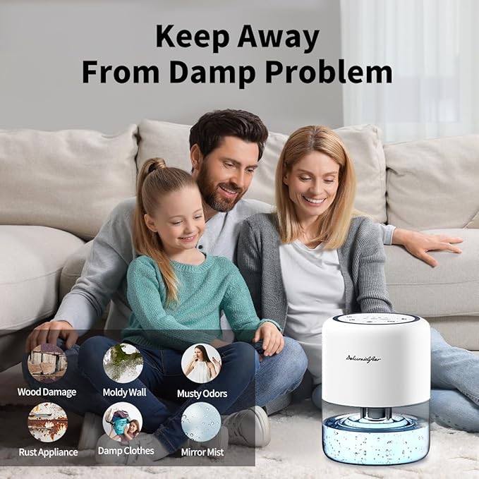 44oz(1.3L) Small Dehumidifier for Home Auto-Off Quiet Portable Dehumidifier with 3 Modes 10 Color Lights 4 Timer Settings for Bedroom Bathroom Closet (215 sq.ft) - Image 8