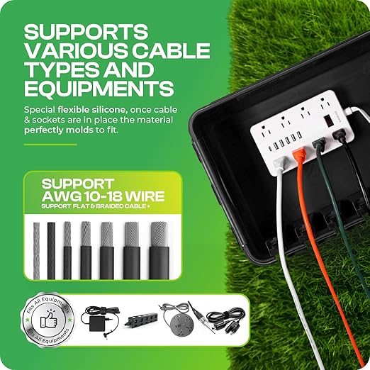 SockitBox – The Original Weatherproof Connection Box – Indoor & Outdoor Electrical Power Cord Enclosure for Timers, Extension Cables, Transformers, Power Strips, Lights, Tools & More – Medium – Black - Image 7