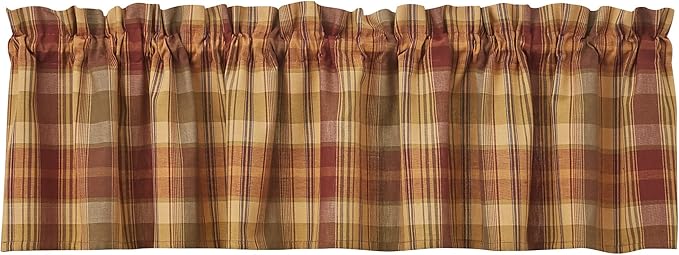 Park Designs Farmhouse Kitchen Valances for Windows - Red Saffron | Fall Decor Window Valance Curtains | Plaid Curtain Valances for Windows | Ideal for BOHO Living Rooms & Bathrooms | 72" x 14" by ParkDesigns