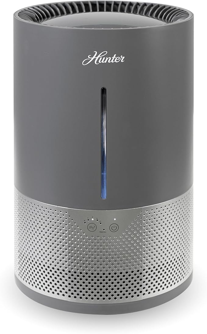 HHE150 Hunter Aspire 4.8L Evaporative Humidifier with PermaWick Filter (4.8L) - Remove Contaminants & White Dust for Clean Mist & Air – Medium Humidifier for Home, Bedroom, or Dorm - Graphite by HunterFanCompany