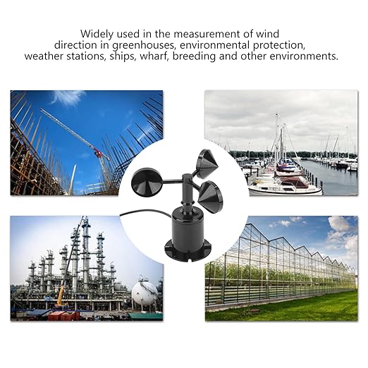 Yosoo Anemometer, 0-70M/S Wind Speed Meter Sensor, Pulse Type, Three Cups, Greenhouses, Weather Stations, Environmental - Image 9