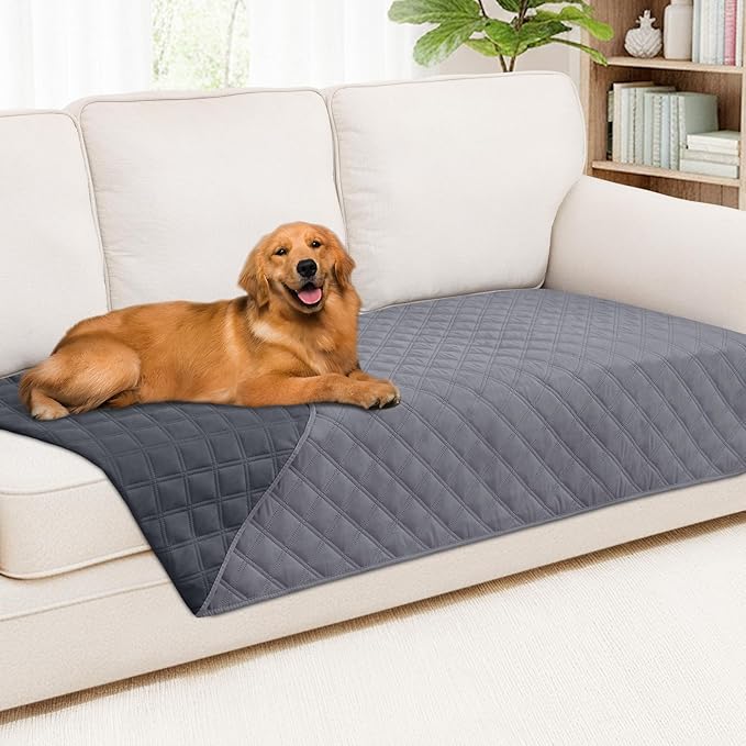Smiry Waterproof Dog Bed Cover Pet Blanket, Soft Washable Dog Blanket for Furniture Bed Couch Sofa Reversible, Checkered (40"x90", Grey/Dark Grey) by Smiry
