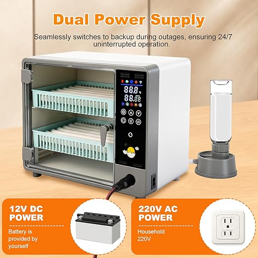 24 Egg Incubator, Automatic Egg Turner Hatching Machine with Candling Light Auto Water & Automatic Temperature & Humidity Control | Adjustable Egg Tray for Chicken Duck Quail Pigeon - Image 7