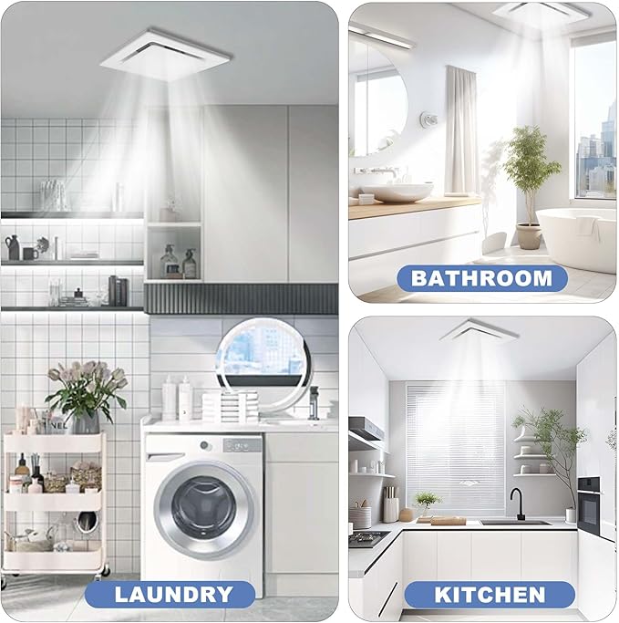 Bathroom Fan Ceiling Mount Exhaust Ventilation,141 CFM 0.7 Sones,4 Inches Duct,White,Very Quiet Ventilation and Exhaust Fan (No LED Lights) - Image 5