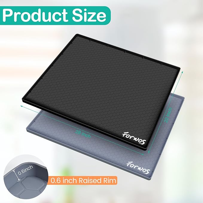 Waterproof Under Sink Mat 28" x 22", Silicone Cabinet Liner, Rubber Protector for Kitchen and Bathroom, Keeps Cabinets Clean, Dry, and Organized (Black) - Image 2